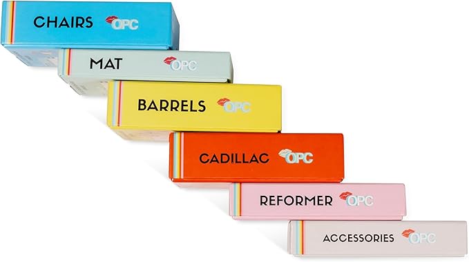 OnlinePilatesClasses Pilates Barrels Flashcards, Deck Cards Set with Video Tutorial for Spine Corrector, Ladder Barrel, Small Barrel & C-Shaper Exercise, Home Gym Workout, Barrel Arc Not Included