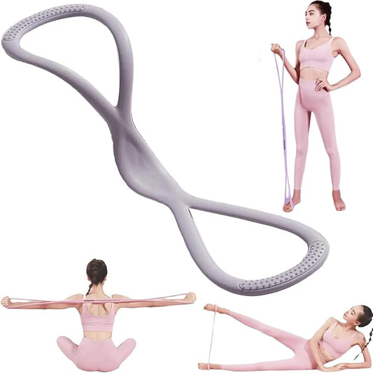 Resistance Bands, Figure 8 Resistance Band for Women Men, Resistance Bands for Arms, Back, Shoulder Stretch with Handles, for Working Out, Yoga, Pilates, Stretching