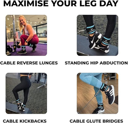 Ankle Straps for Cable Machines Women - Adjustable Gym Ankle Strap for Cable Machine, Neoprene Padded Cable Straps, Durable Leg Strap with Cable Cuff, Glute Kickback Ankle Strap with D Rings