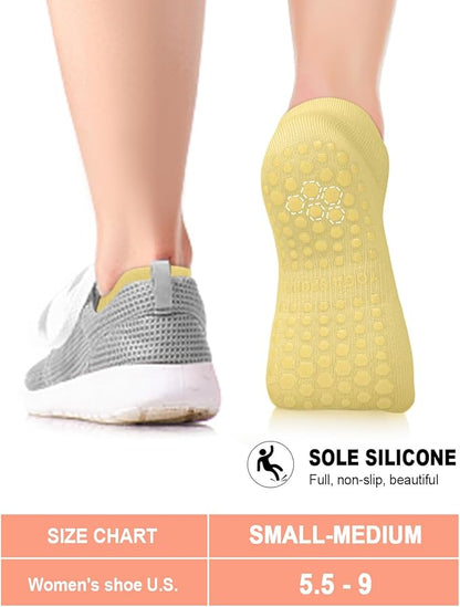 3/6 Pairs Grip Pilates Socks for Women, Non-slip Yoga Athletic Socks for Barre Ballet Barefoot Workout Hospital