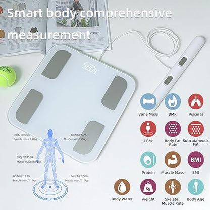 Fitdays Smart Body Fat Scale | Advanced 8-Electrode Technology for BMI/20+ Body Metrics | Full-Color LED & High Precision | Bathroom Weight Scale for Fitness/Weight Loss (FG2001B-A-WHITE)