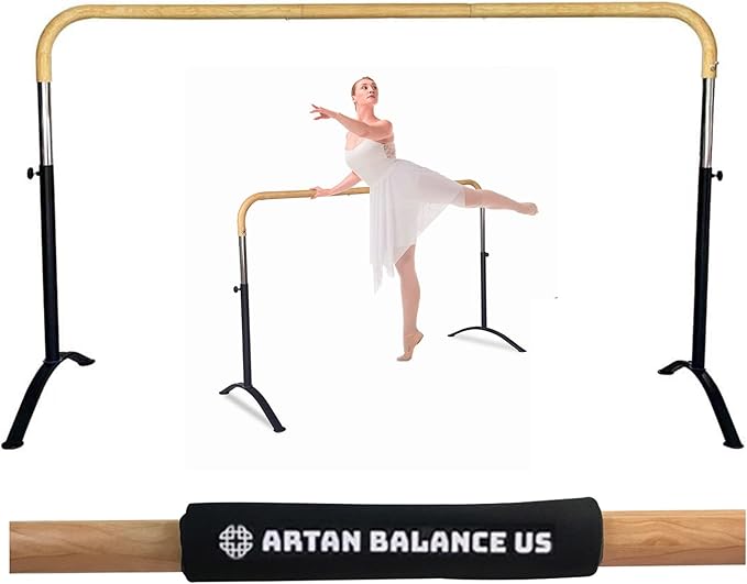 Ballet Barre Portable for Home or Studio, Height Adjustable Bar for Stretch, Pilates, Dance or Active Workouts, Single or Double Bar, Kids and Adults