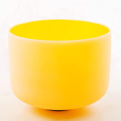 Leize Quartz Crystal Singing Bowl 432hz E Note Solar Plexus Chakra Yellow 10" with Suede Striker