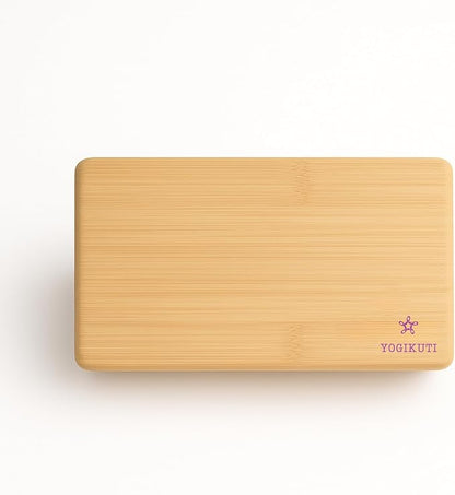 Yogikuti Bamboo Yoga Block-Premium Wooden Support Block for Iyengar Yoga, Non-Slip, Eco-Friendly, Durable Yoga Prop for Home & Studio Use