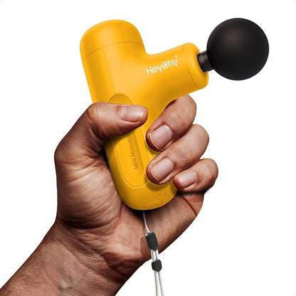 Super Mini Massage Gun Deep Tissue, Percussion Handheld Muscle Massager with 4 Heads, Travel Size Massage Gun for Back, Neck Pain Relief, Quiet for Home, Gym, Office, Gift for Men & Women, Yellow