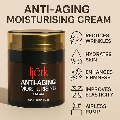 Face Moisturizer For Women. Anti-Aging Wrinkle Cream for Face and Neck with Hyaluronic Acid, Collagen, Squalene, Vitamin C, A & E - Hydrating & Firming Skincare for Women