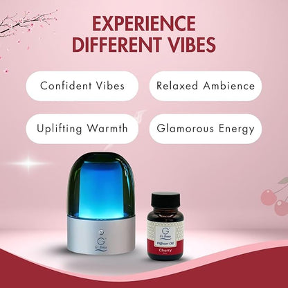 G's Breeze Smart Aroma Diffuser with 60ml Cherry Scent Refill – Bluetooth & Wi-Fi App Control - LED Lighting & Adjustable Intensity -Long-Lasting Sweet Fruity Fragrance for Home or Office