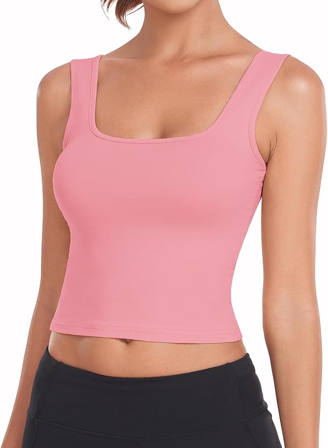 Porvike Sports Crop Tank Tops for Women Cropped Workout Tops Racerback Running Yoga Tanks Cotton Sleeveless Gym Shirts 3 Pack