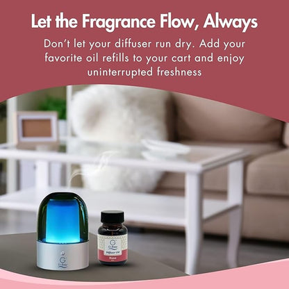 G's Breeze Smart Aroma Diffuser with 60ml Rose Scent Refill – Bluetooth & Wi-Fi App Control - LED Lighting, Adjustable Intensity - Long-Lasting Romantic Floral Fragrance for Home or Office