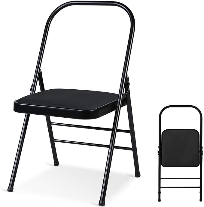 Yoga Auxiliary Chair Backless Yoga Chair Portable Folding Yoga Chair with Non-Slip Feet Covers for Flexibility and Strength Training