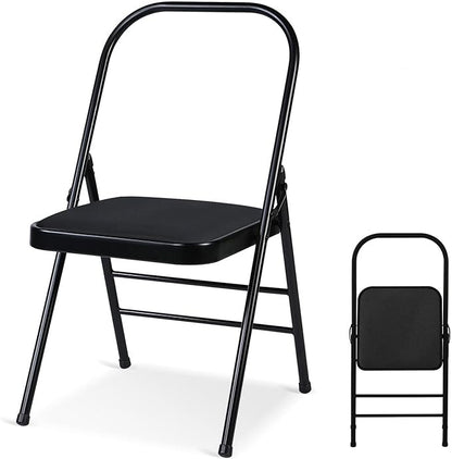 Yoga Auxiliary Chair Backless Yoga Chair Portable Folding Yoga Chair with Non-Slip Feet Covers for Flexibility and Strength Training
