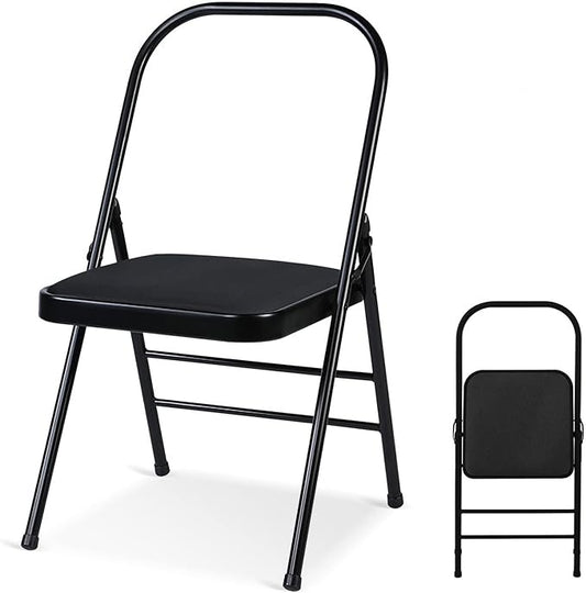 Yoga Auxiliary Chair Backless Yoga Chair Portable Folding Yoga Chair with Non-Slip Feet Covers for Flexibility and Strength Training