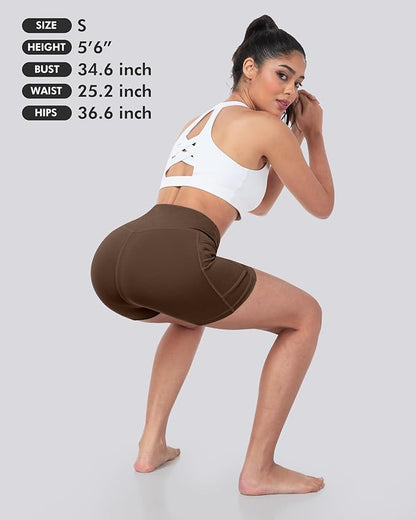 LZYVOO Biker Spandex Shorts Women, High Waisted Tummy Control Workout Yoga Shorts with Pockets