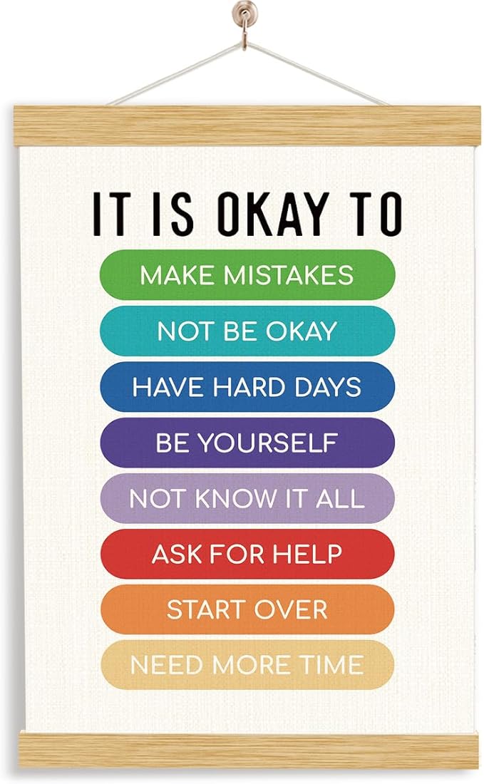 YGSDZY Therapy Office Decor, It's Okay To Not Be Okay Poster, Motivational Kids Art, Classroom Posters Quotes, Educational Wall Art, Mental Health Posters, Therapy Wall Art