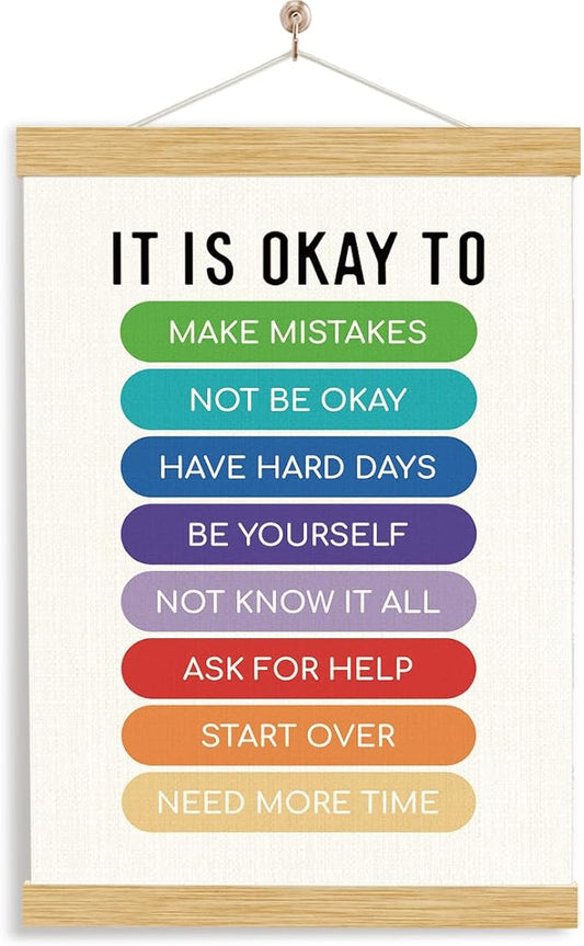 YGSDZY Therapy Office Decor, It's Okay To Not Be Okay Poster, Motivational Kids Art, Classroom Posters Quotes, Educational Wall Art, Mental Health Posters, Therapy Wall Art