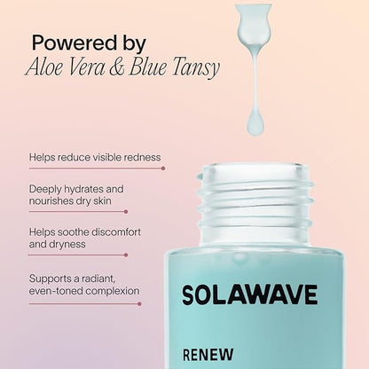 Solawave Renew Complex Red Light Therapy Activation Serum for Face & Neck | Pairs with LED Facial Wand Device | Hydrates & Plumps the Skin | Blue Tansy, Aloe Vera, Hyaluronic Acid (2 Pack - 1 Oz)