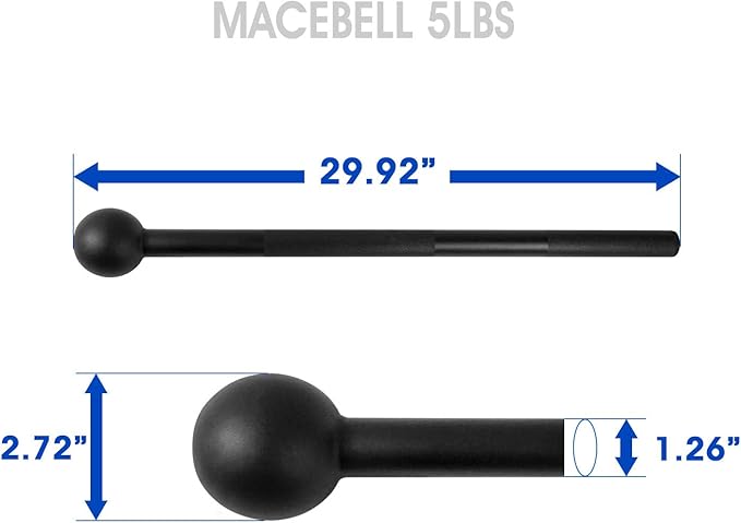 Yes4All Steel Mace Bell for Strength Training - Support Full Body, Muscles, Shoulder, Grips & Forearms Workouts to Rehabilitation, Stretching 5, 7, 10, 15, 20, 25, 30lb For Woman & Man