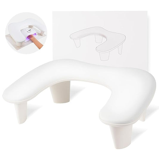 Arm Rest for Nails Tech, U-Shaped PU Leather Hand Rest for Nails Tech, Comfortable Microfiber Nail Hand Rest Stand, Manicure Hand Rest, White Hand Rest Pillow for Manicurists