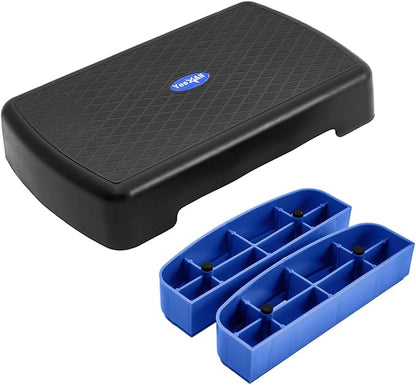 Yes4All 18.1" Aerobic Exercise Step Platform with 2 Risers, Adjustable Height Workout Stepper 3" 5.1" for Home Gym Step Up Exercise & Balance Training, Mulltiple Colors