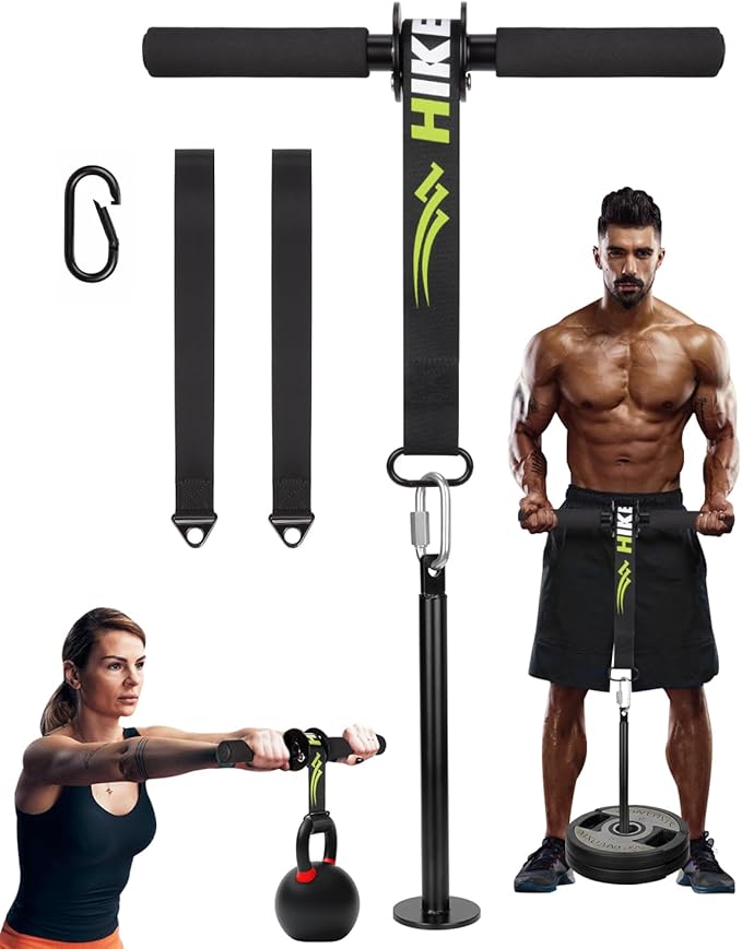 Hikeen Forearm Wrist Roller Trainer Arm Wrestling Training Belt Kit, Arm Strength Training Fitness Equipment Forearm Wrist Straps for Muscle Strength Training at Home, in The Gym or Outdoors