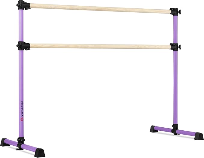 VITA Barre Portable Freestanding Double Ballet Barre, Prodigy, Wood | Adjustable Height, USA Made, Home or Gym Exercise Equipment for Kids & Adults | Dance, Fitness, Pilates