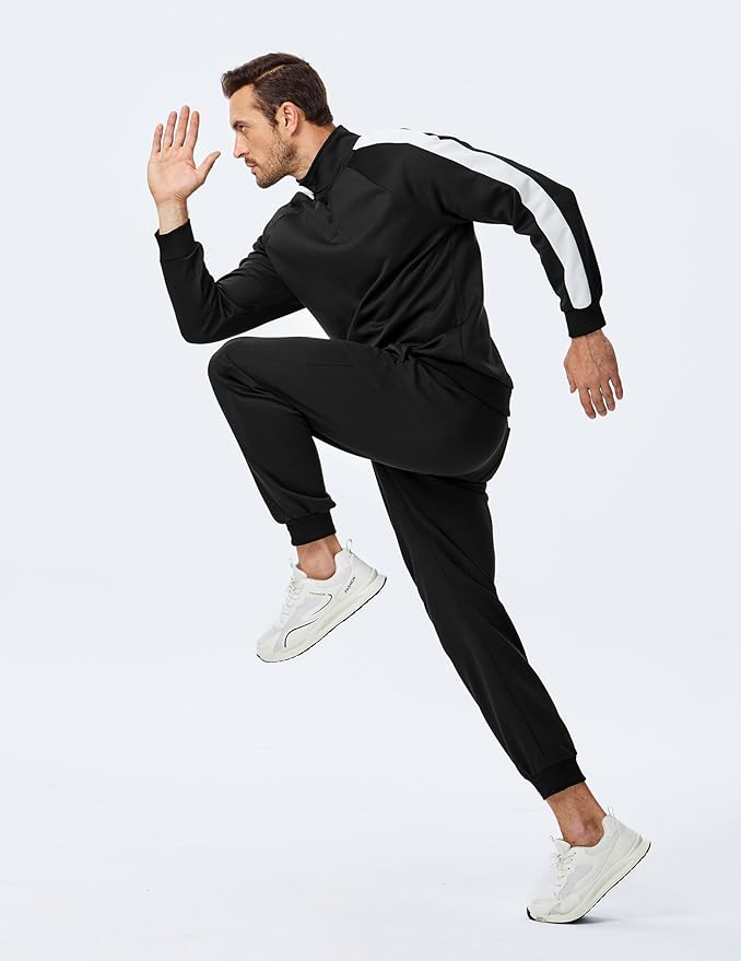JMIERR Men's 2 Piece Casual Outfits Quarter Button Lightweight Sweatshirt Tracksuit & Joggers Sweatpants Sweatsuit Set