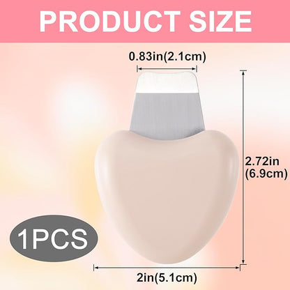 Manual Face Spatula, Metal Facial Scraper with Silicone Lid for Men & Women, Reusable Face Scrubber for Dry Oily Skin- Beige
