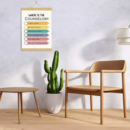 YGSDZY Where Is The Counselor? Wood Poster Hanger, Therapy Decor, Boho Classroom Decor, School Psychology, Mental Health Posters, Classroom Poster, Homeschool Decoration