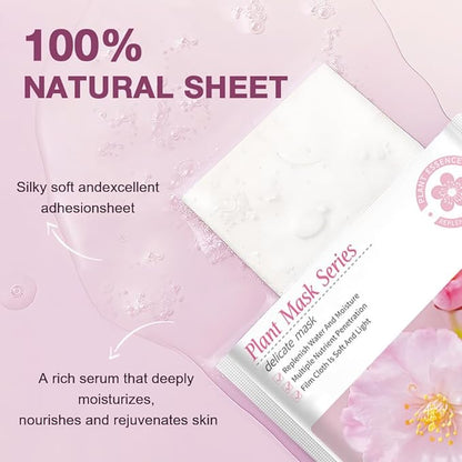 8 Pack Cherry Blossom Face Mask,Pink Face Masks Spa Day kit Supplies for Teens Girls Women,Sheet Facial Mask Skincare for Kids Gifts Set,Hydrate Nourish Soothe for All Skin Types,Spa Party Favors