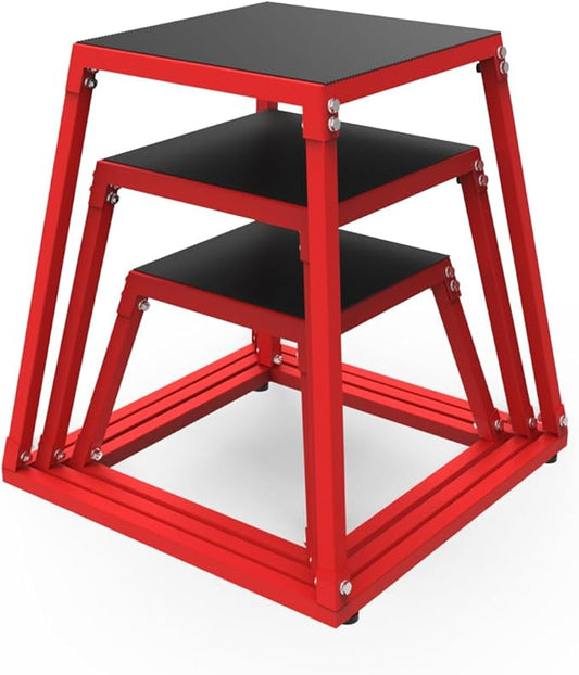 Metal Plyometric Jumping Box,12/18/24/30 Inch Steel Plyo Box Set for Fitness Exercise Home Gym,Single/Set