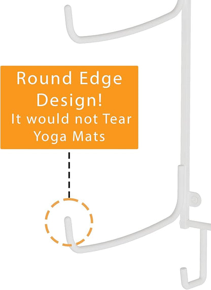 Wallniture Guru Yoga Mat Holder Wall Mount with 3 Hooks for Hanging Yoga Strap, Resistance Bands, 5-Sectional Metal