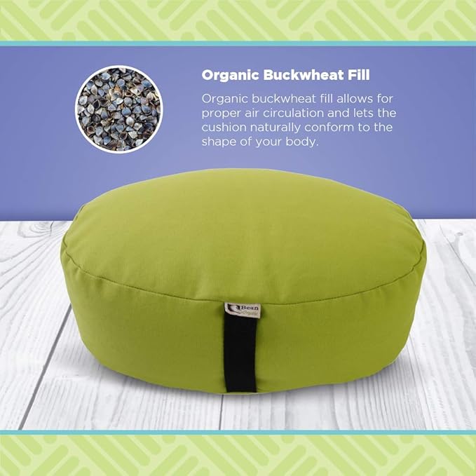 Bean Products Hemp Zafu Meditation Cushion for Sitting on Floor, Hemp Yoga Pillow, Zafu Meditation Pillow, Zen Seiza Kneeling Prayer Pad Support - Made in USA - Oval Shadow Gray