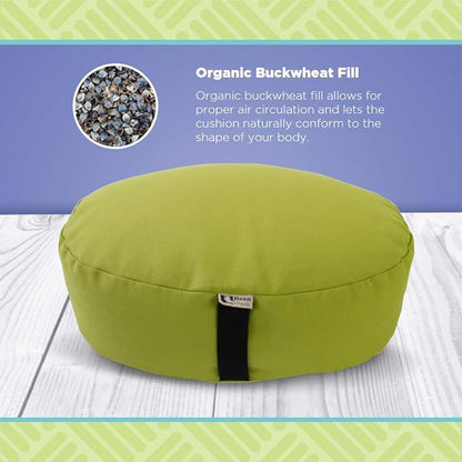Bean Products Hemp Zafu Meditation Cushion for Sitting on Floor, Hemp Yoga Pillow, Zafu Meditation Pillow, Zen Seiza Kneeling Prayer Pad Support - Made in USA - Oval Shadow Gray