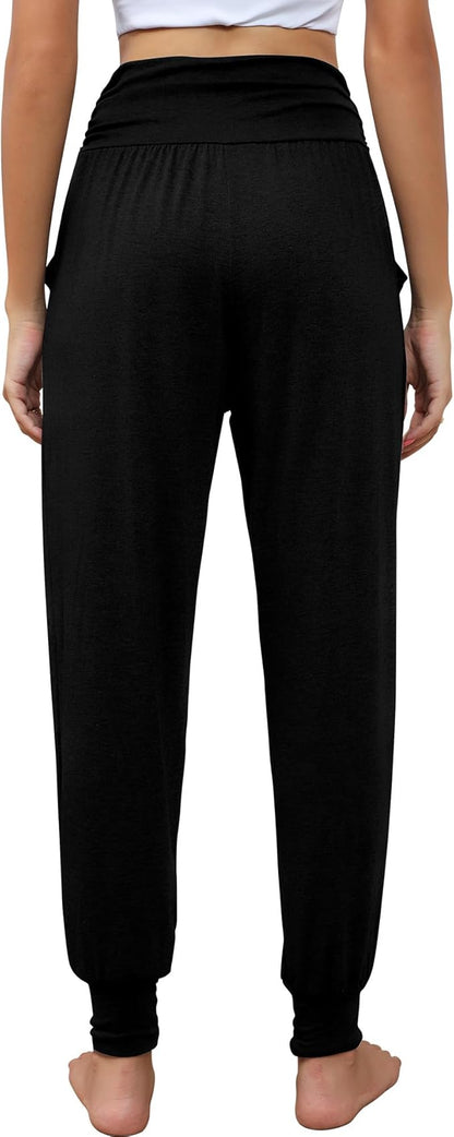 2 Pack Women's Yoga Joggers, Cozy Sweatpants with Pockets Casual Loose Comfy High Waisted Lounge Pants