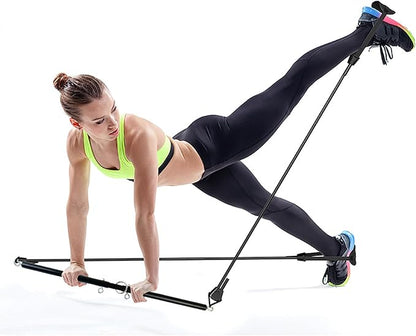 Spreader Bar Black Silver Red Gold Adjustable Exercise Stainless Steel Bar with 2 Fixed Rings, Yoga Training Fitness Gear, Workout Bar,Sports Gym Kit (Black)