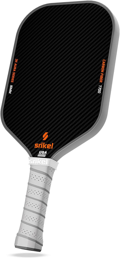 Pickleball Paddles, Raw T700 Carbon Fiber Pickleball Paddle, 16mm Power Polymer Core, Professional Rackets for Great Spin, Control & Precision Shots, USAPA Approved