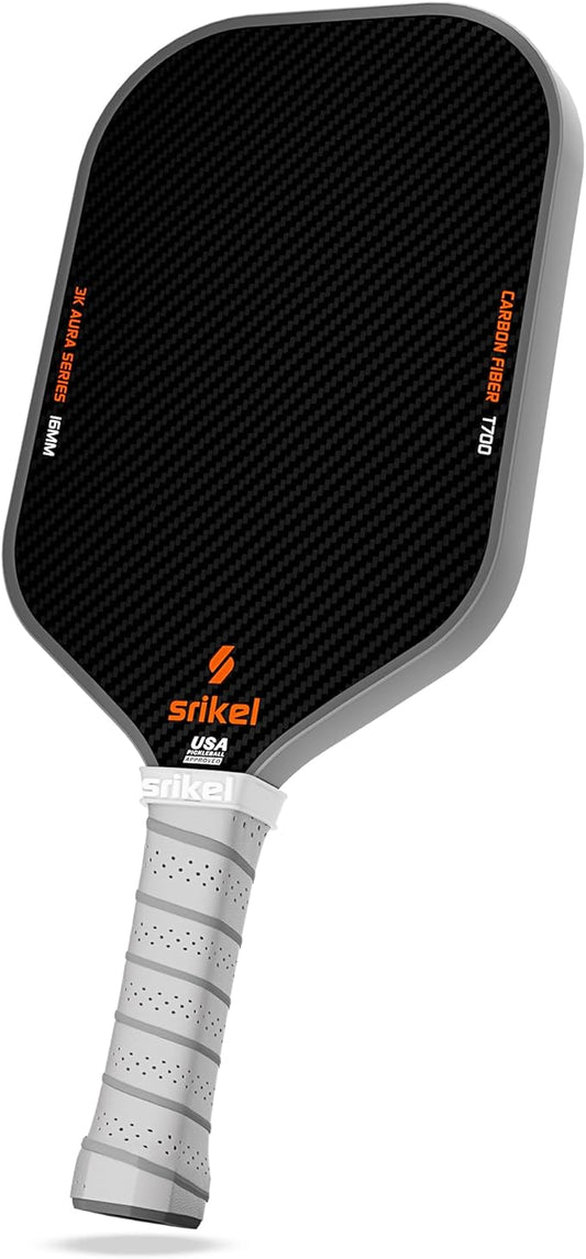 Pickleball Paddles, Raw T700 Carbon Fiber Pickleball Paddle, 16mm Power Polymer Core, Professional Rackets for Great Spin, Control & Precision Shots, USAPA Approved
