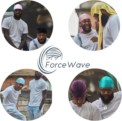 ForceWave 2 Pieces Silky Durag Pack for Men Women Waves, Premium Satin Deluxe Du-rag