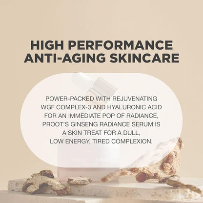 PROOT Ginseng Serum | Ginseng Serum with 52.5% Korean Ginseng Extract | Korean Ginseng Serum Formulated with Ginseng Extract, Hyaluronic Acid & WGF Complex-3 | Korean Ginseng Skin Care Technology