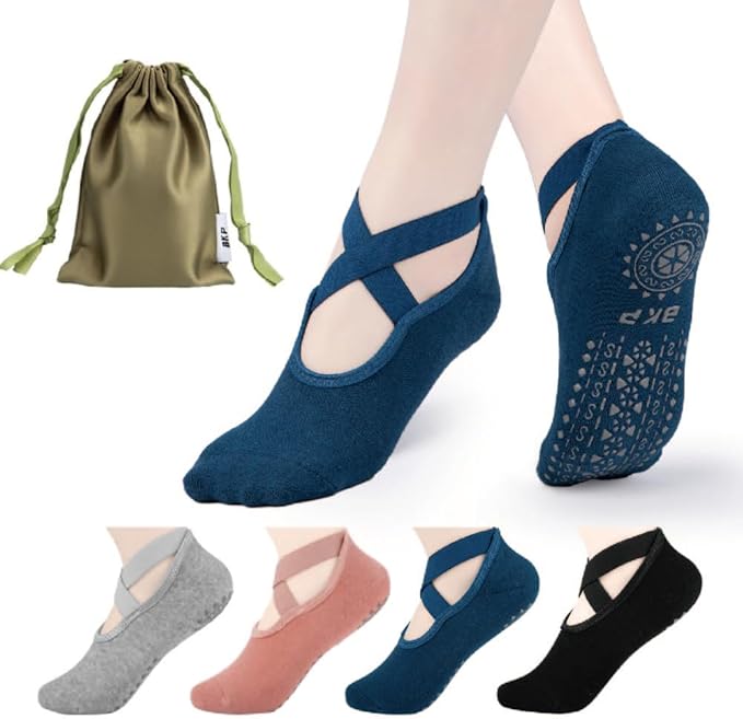 BKP Yoga Socks For Women,Non slip Grip Pilates Socks Suitable For Ballet,Plasticity,Dance,Home,Training