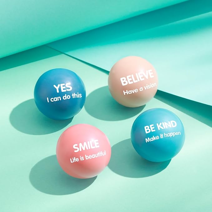 Liliful 48 Pieces Motivational Stress Balls Bulk for Adults Fidget Toys End of The Year Gifts Inspirational Squeeze Balls Employee Appreciation Gift Adult Goodie Bag 2. 2 Inch(Morandi Color)