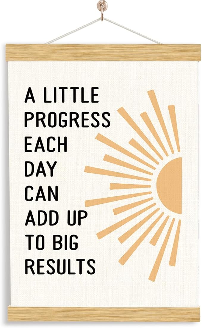 YGSDZY A Little Progress Each Day Can Add Up To Big Results, Therapy Office Decor, Wood Poster Hanger, Mental Health Poster, Mental Health Posters, Motivational Office Decor, School Counselor