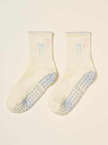 Crew Half Calf Grip Socks, Cutest Fruits Pilates Socks, Ruffle socks, Non-Slip, Barre Yoga Fitness