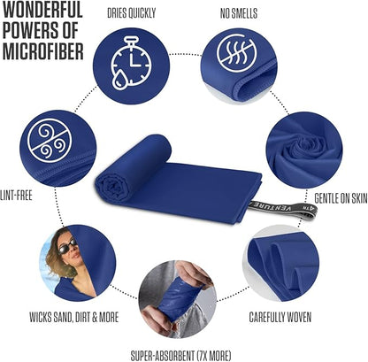 VENTURE 4TH Quick Dry Towel. Microfiber Travel Towel Ideal for Camping, Hiking, Backpacking, Gym. Lightweight & Fast Drying Travel Towels for Body. Compact & Easy to Pack - Navy Blue Medium