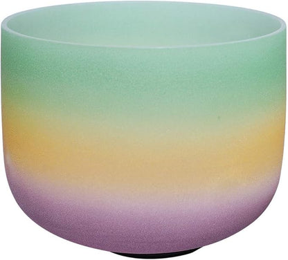 ENERGYSOUND Frosted F Note Heart Chakra Rainbow Colored Quartz Crystal Singing Bowl 8" mallet and o-ring included