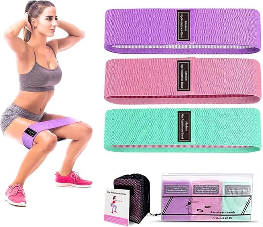 Resistance Bands for Legs and Butt - Fabric Exercise Set, Thick Wide Stretch Fitness, Non-Slip Workout Loop, Booty Hip Bands for Women at Home or Gym