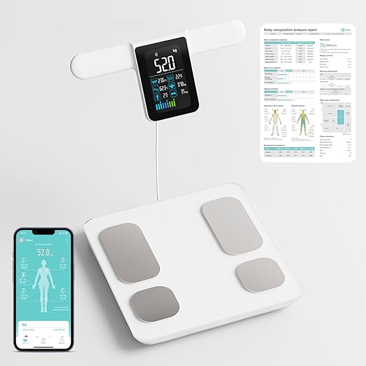 Fitdays Smart Body Fat Scale | Advanced 8-Electrode Technology for BMI/20+ Body Metrics | Full-Color LED & High Precision | Bathroom Weight Scale for Fitness/Weight Loss (FG2015ULB-White)