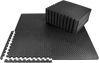 WF Athletic Supply Puzzle Exercise Mat, EVA Foam Interlocking Tiles with Border, 1/2" Thickness Interlocking Soft Foam Puzzle Play Mats for Home Gym, Garage & Kids’ Playroom