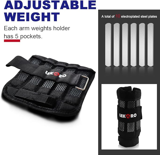 Wrist Arm Weights, Adjustable Wrist Weights, Removable Wrist Ankle Weights for Men Women, for Fitness, Walking, Jogging, Workout, Running, 1Pair 2 Pack
