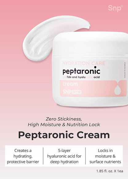 Snp 6 Peptides + 5 Hyaluronic Acid Skincare Set | 4-in-1 Kit of Toner, Serum, Cream & Sheet Masks | Moisturizing, Firming & Hydrating | Korean Skincare Set for Dry & Sensitive Skin | Peptaronic Set